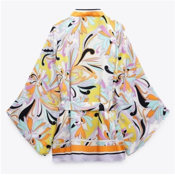 NWT Zara Multicolor Belted Kimono Size S - Picture 2 of 11